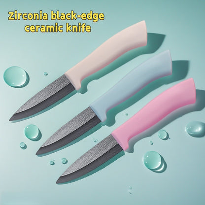 Portable Food Safety Black Zirconium Ceramic Fruit Peeling Knife With A Safety Blade Guard Cover Suitable For Kitchen Use