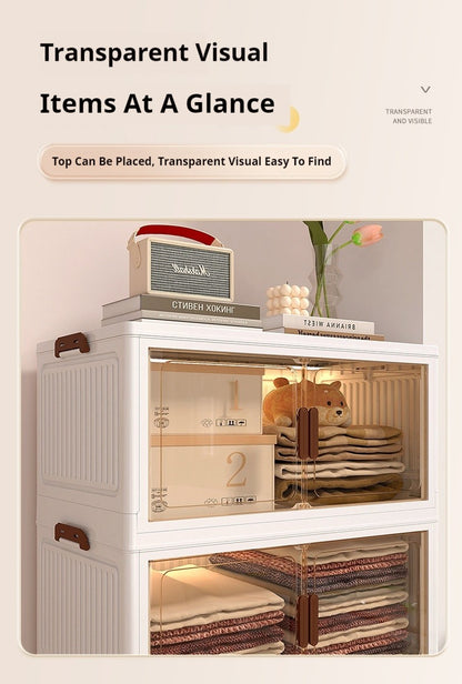 Large Volume Multifunction Folding Living Room Cabinet Closet Organizer With Wheel Stackable Sundries Large Capacity Storage Box