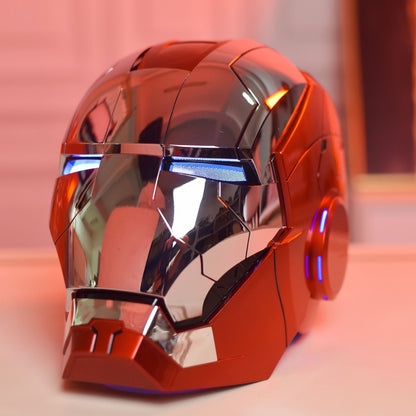 Novo capacete de Homem de Ferro AutoKing 1:1 Mk5 Cosplay Controle de Voz Olhos com Luz Modelo Brinquedos para Adultos Presente de Natal Elétrico Vestível