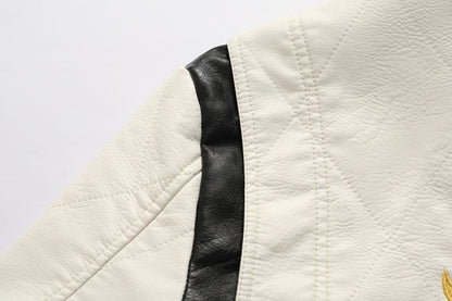 Men's Leather Bomber Jacket Windproof and rainproof Scorpion Embroidery Hooded Jacket PU Leather Winter, Drive