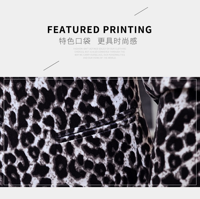 Blazer New Men's Fashion Business Gentleman Wedding British Style Banquet Leopard Print Luxe Handsome Outdoor Casual Blazer