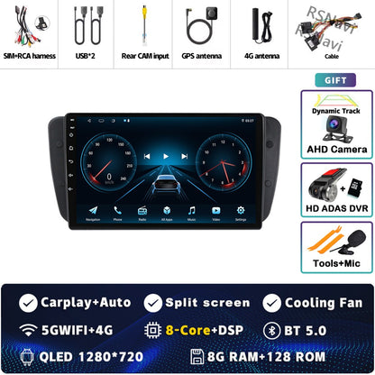 Android 15 For SEAT Ibiza 6J IV 4 2008 - 2015 2K QLED Stereo Car Radio Multimedia Video Player GPS AI Voice CarPlay Head Unit