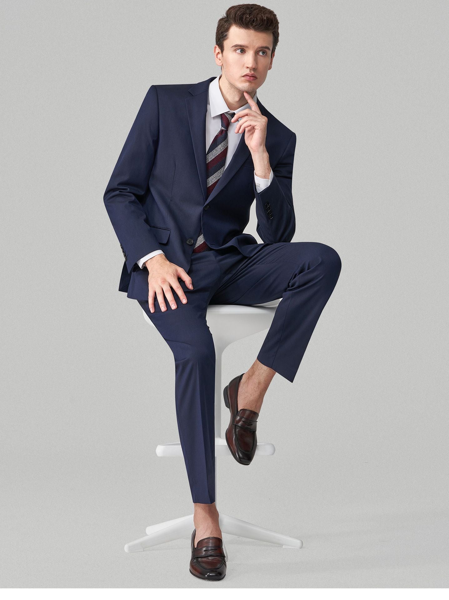 Suit Men (Blazer+Pants) Fashion Business Casual Slim-fit Formal Dress Banquet Work English Style Evening Dress Solid Color Suit