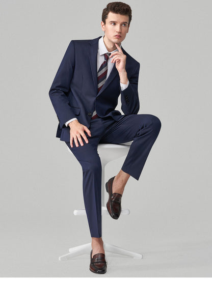 Suit Men (Blazer+Pants) Fashion Business Casual Slim-fit Formal Dress Banquet Work English Style Evening Dress Solid Color Suit