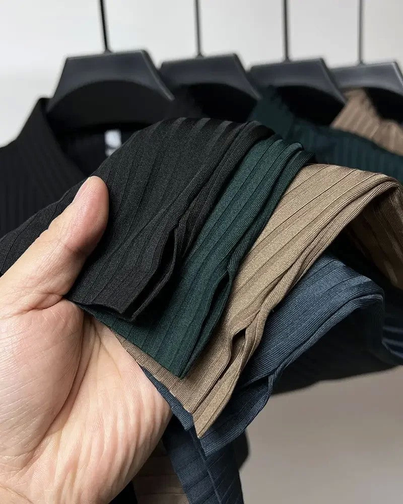 Men's Ice Silk Polo Shirt, Lapel, Hollow, Short-Sleeved, Breathable, Business Fashion T-Shirt, Men's Brand Clothing, Summer, New