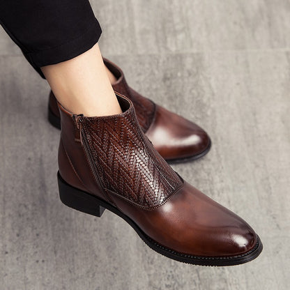 2025 Men's Fashion Chelsea Boots Comfortable Leather Upper Dry Inner Non-Slip Rubber Sole Casual Resistant Ankle Dress Boots