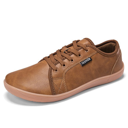 Oiaano Wide Toe Men Minimalist Shoes Comfortable Sneakers Leather Casual Shoes Black Slip On Leisure Loafers Drive Office