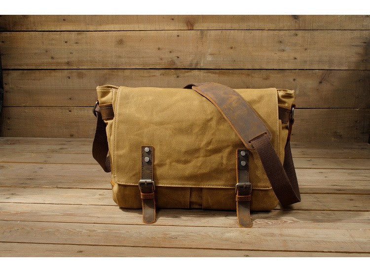 New Fashion Thick Wax Canvas Men Shoulder bag Messenger bag Men Crossbody Bag Vintage male Leisure Sling bag Casual Boy
