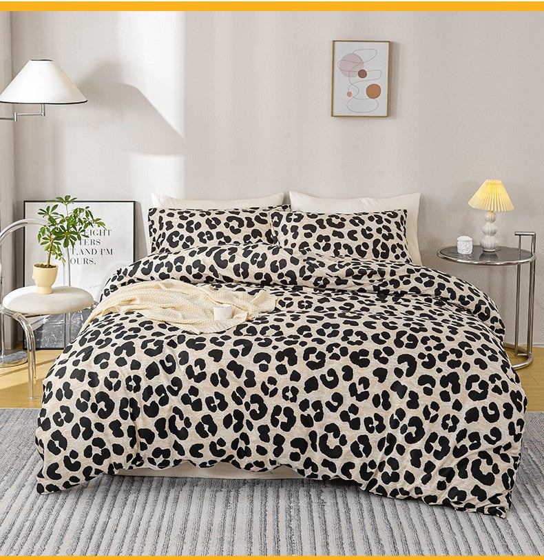 3pcs Leopard Print Duvet Cover Set, Soft Skin-Friendly Bedding Set Includes 1 Duvet Cover And 2 Pillowcases