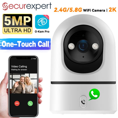 O-Kam Pro 5MP 2.4G/5G WiFi Indoor Baby Monitor Security Camera | One-Touch Call | Color Night Vision | Human Tracking | 355° PTZ