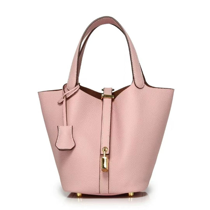 New Leather Luxury Handbag, High-end Soft Leather Bucket Bag, Cowhide Portable Gift Bag, Commuting Versatile Women's Bag
