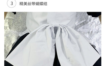 Cute Japanese Maid Outfit Sweet Lolita Cosplay Costume Black White Uniform Full Set Gothic Lace Party Halloween Stage Wear