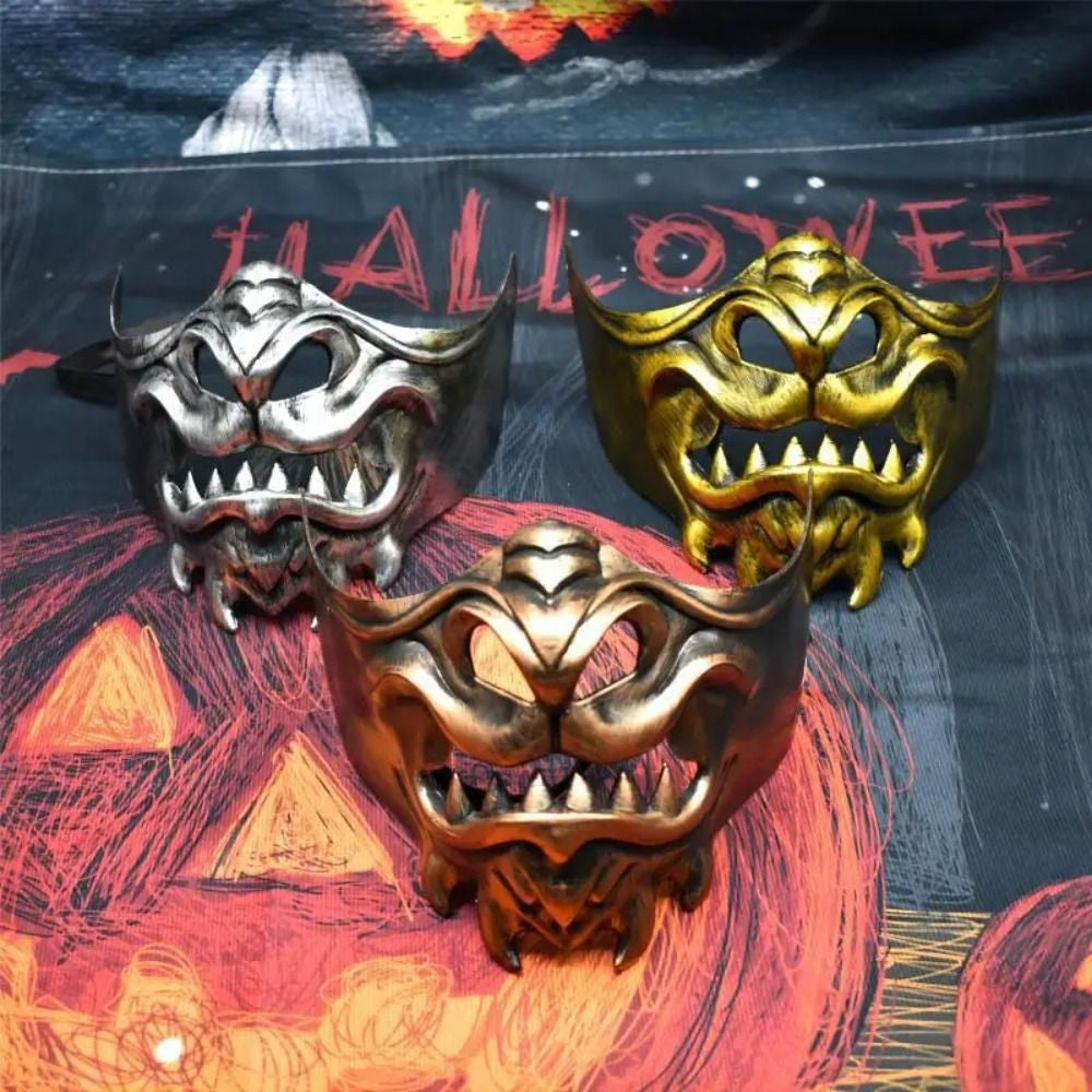 Creative Half Face Cosplay Red Prajna Mask Spooky Funny Samurai Cosplay Mask 3D Masquerade Japanese Mask Toy Children's Toys