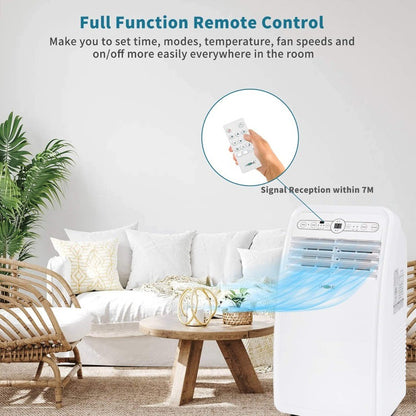 Novo Aparelho de Ar Condicionado Portátil 2024 de 8000 BTU, Unidade Compacta com Refrigeração, Desumidificador, Ventilador, Controle Remoto e Kit de Montagem para Janela.