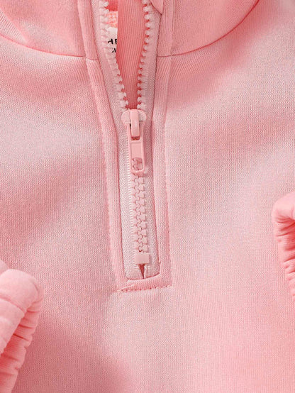 Baby Girl Fall Winter Clothes Solid Color 2 Piece Set Fleece  Set Fur Sweasthirt Turtleneck &Pants  Sportswear For 1-3Y