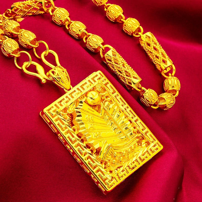 Men Smooth Sailing Necklace 24K Gold AU999 - Smooth sailboat edges, fine links, comfortable skin-friendly wear