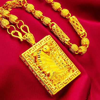 Men Smooth Sailing Necklace 24K Gold AU999 - Smooth sailboat edges, fine links, comfortable skin-friendly wear