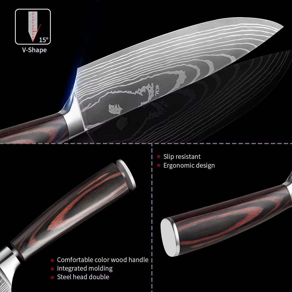 Conjunto de facas de cozinha japonesas 15 peças de chef profissional ultra afiadas para corte muito rápido com suporte tesoura afiador