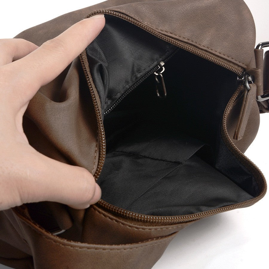 New soft leather men's bag shoulder bag men's leather bag crossbody bag Korean version versatile casual bag small shoulder bag B