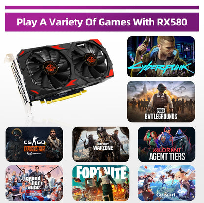 Placa de Vídeo para Jogos Radeon RX580 8G PCIE3.0x16 GDDR5 256Bit - Adequada para Acessórios de Montagem de Computador?