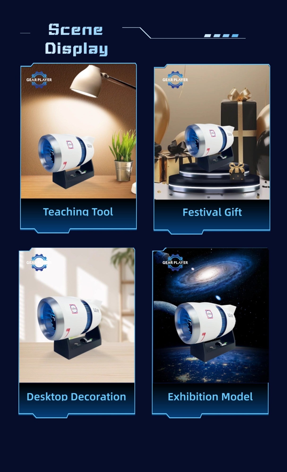 Boeing 747 Turbofan Engine Model Electric Fan Cool Boutique Collection Aircraft Engine Kit for Display and Educational Use