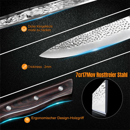 ZENG 8pcs Chef Knife Kitchen Knives Set Hammer Pattern Sharp Cutting Blade Meat Salmon Slicing Knives Santoku Knives Kitchen
