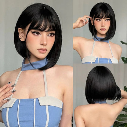 Nova peruca sintética de cabelo curto dourado claro para festa de Halloween, cosplay, uso diário, acessório de cabelo de alta temperatura