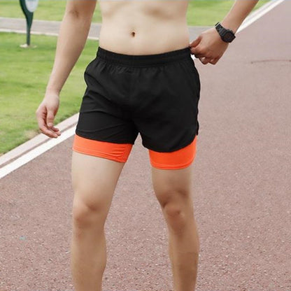 NEW Sport Shorts Men Sportswear 2 In 1 Short Pants Double-deck Beach Bottoms Summer Gym Fitness Training Jogging Running Shorts