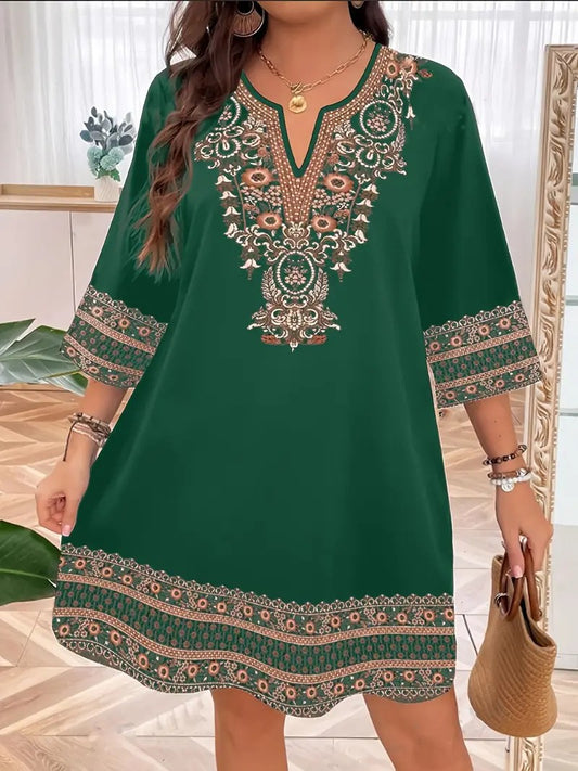 Women's Clothes Casual print Short Sleeve V-Neck Waist Cinched Dress summer vintage New Female Fashion Loose Mini Dresses 2025