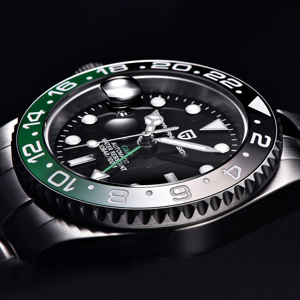 PAGANI DESIGN PD-1662 Luxury GMT Men Mechanical Wristwatch Sapphire Glass Stainless Steel 100M Waterproof Automatic Watches