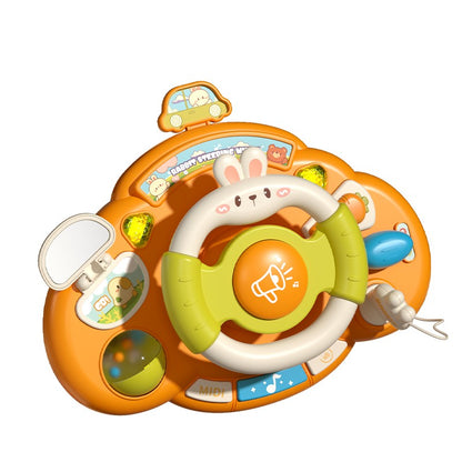 Brinquedo de volante para bebê, educação infantil, brinquedos de direção simulados, luz e música, educativos para bebês, reboque de berço, brinquedos suspensos