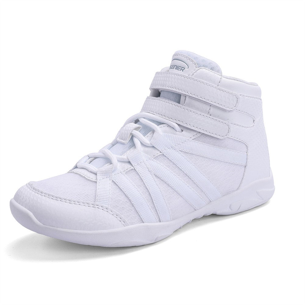 BAXINIER Girls White High Top Cheerleading Shoes Lightweight Youth Cheer Competition Sneakers Training Dance Tennis Shoes