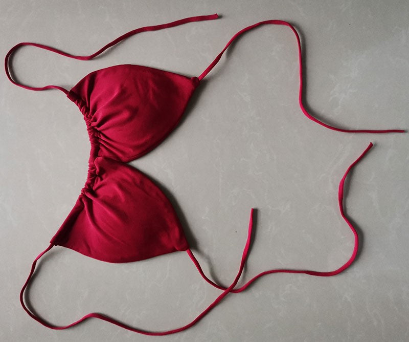 Summer Sexy Bikini set Push-up padded Bra Thong Split Swimwear Female Bandage Bathing Suit Adjustable Lacing Swimsuit Solid