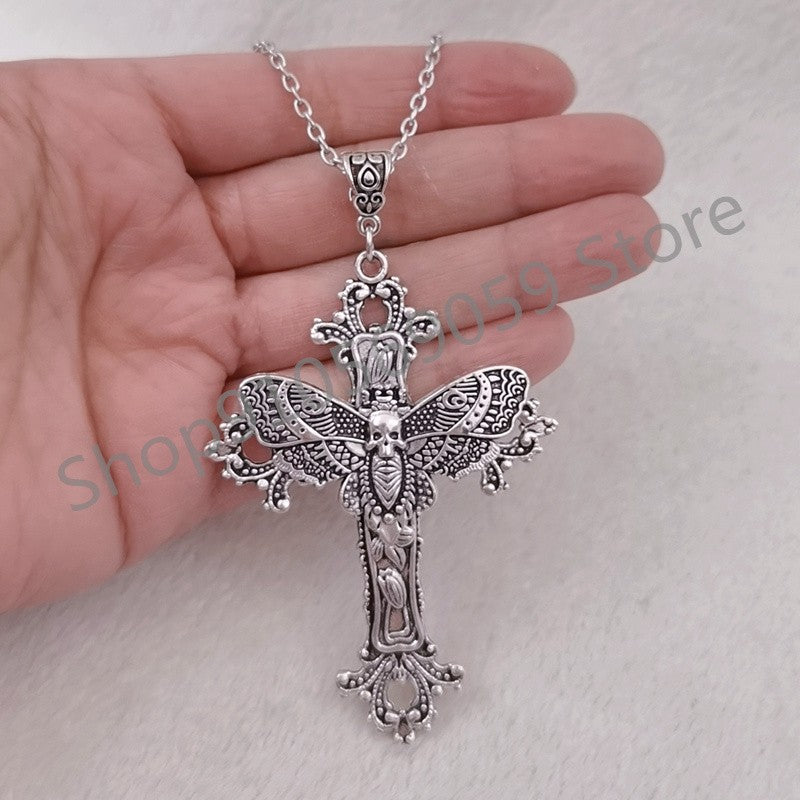 Colar com Pingente de Cruz de Cristal Punk para Mulheres e Homens, Gargantilha Gótica, Joias Estéticas, Bijuteria, Presente para Festa