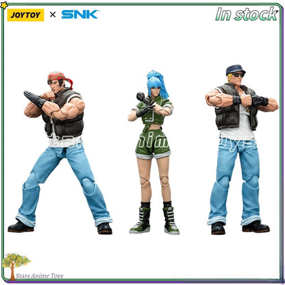 Original JOYTOY 1/18 Action Figure SNK KOF'98UM Ikari Warriors Team Leona Heidern/Ralf Jones/Clark Still Modelo de Brinquedo