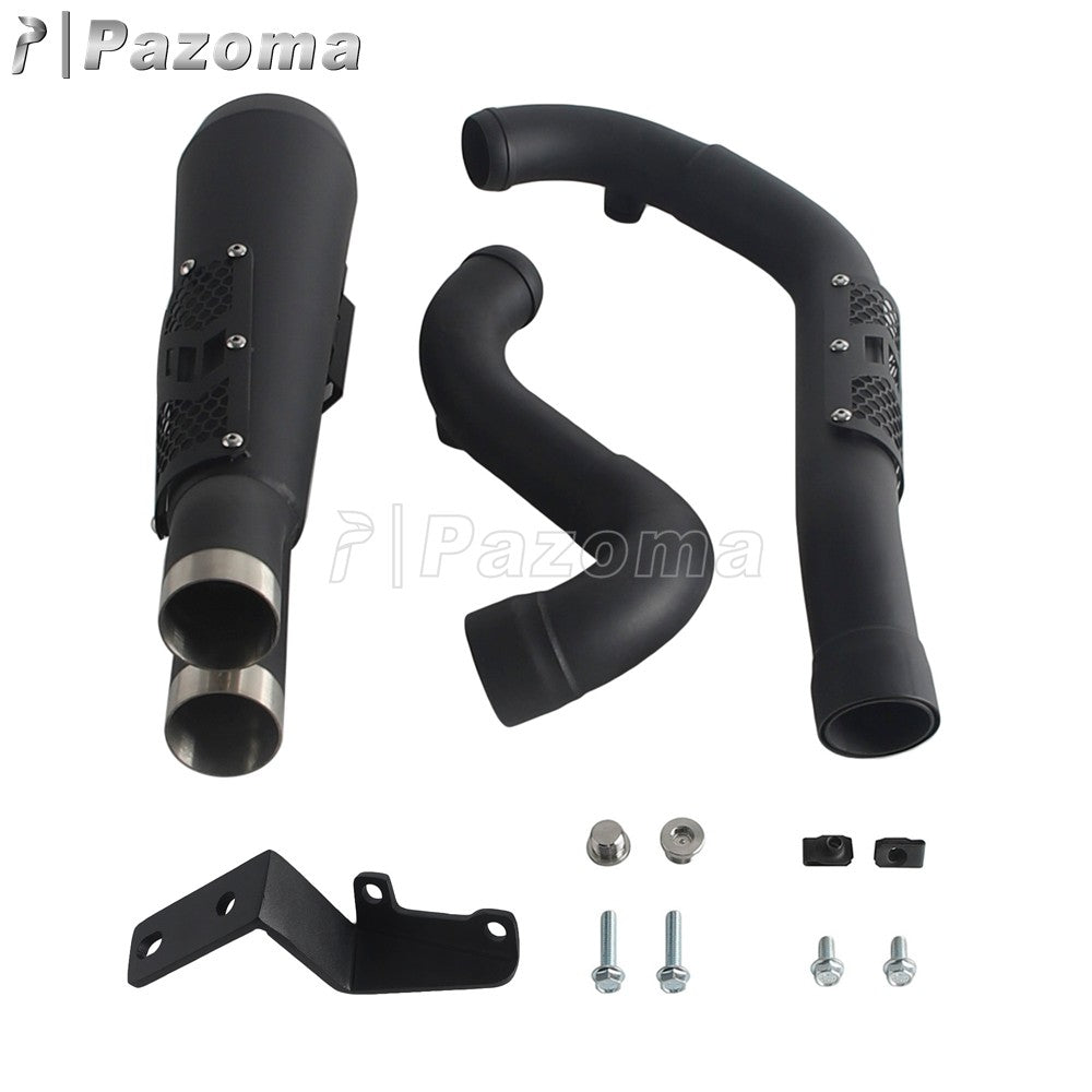 Pazoma 2-in-1 Exhaust Muffler Motorcycle Stepped Exhausts System For Harley Dyna Low Rider Street Fat Bob Super Wide Glide 06-17