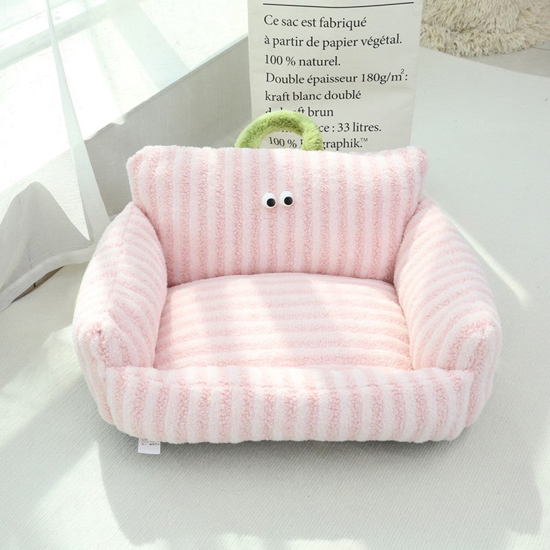 Sofá para Cães e Gatos Cartoon Sle Pet Bed Couch, Série Olhos Grandes, Travesseiro de Uso Diário Outono Inverno, Design de Sofá, Ninho para Pets, Nova Chegada