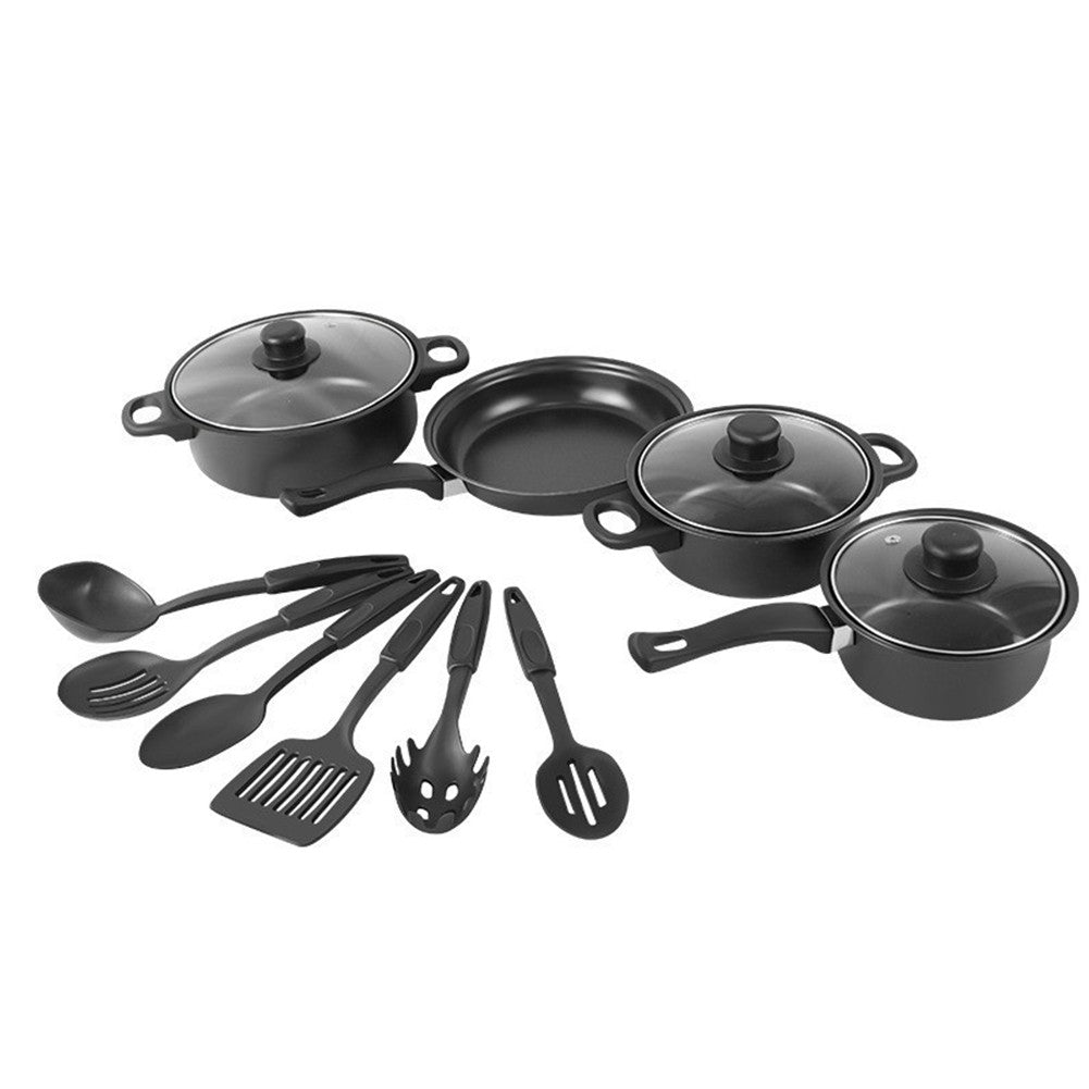 12-Piece Non-Stick Cookware Set Deep Frying Pan with Lid Cooking Pot Set Stackable Pot Set for All Types of Cooker