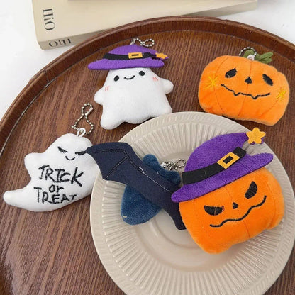 Funny Halloween Plush Keychain Pumpkin Head Kawaii Cartoon Plush Pendant Decoration Soft Furry Bag Pendant Gift Giving