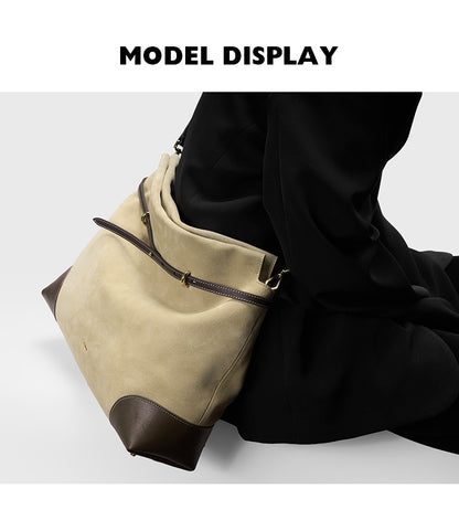 ?Genuine Suede Women's Bag Large Capacity Crossbody Underarm Tote for Commuting Multi-functional Hobo Bag