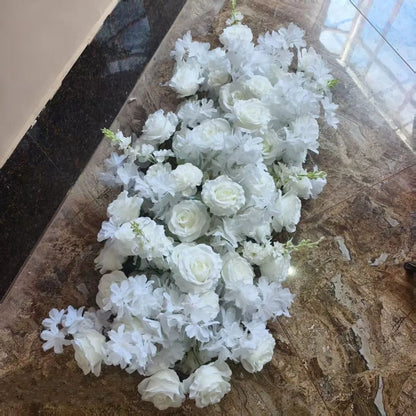 Luxury Artificial Flower Row Wedding Decoration Long Flower Runner Hang Flower Row Floral Backdrop Props Outdoor Party Decor