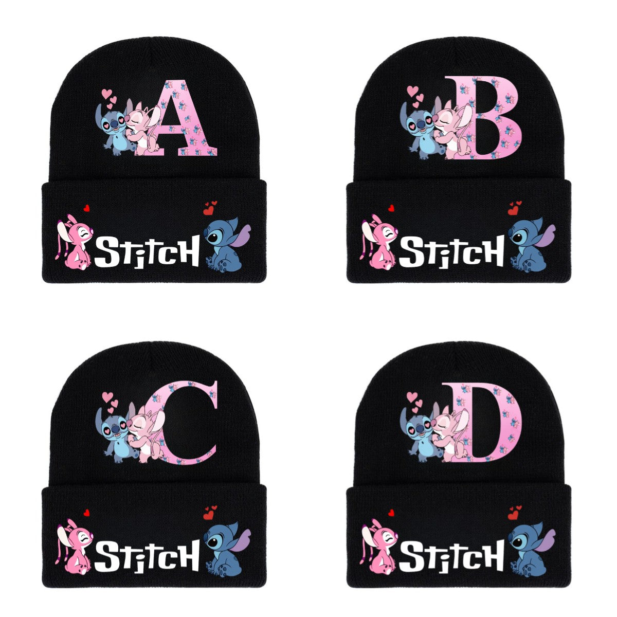 Disney Anime Stitch Chapéu Infantil de Malha com Estampa de Anime para Meninas Touca Gorro Gorro Quente de Malha para Ruas e Áreas Externas Kawaii Presente para Festa de Jogo