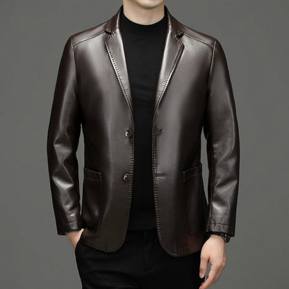 2025 Autumn Winter Men's Genuine Leather Blazers Jackets Slim Fit Suits Coats Business Casual Genuine Leather Suits Jackets Male