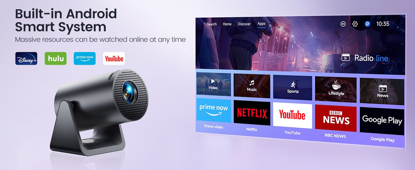 Wimius L1 Mini Projector 1080P Support 300 ANSI Android 11 Wifi Bluetooth Projector Auto Keystone Home Projector Portable