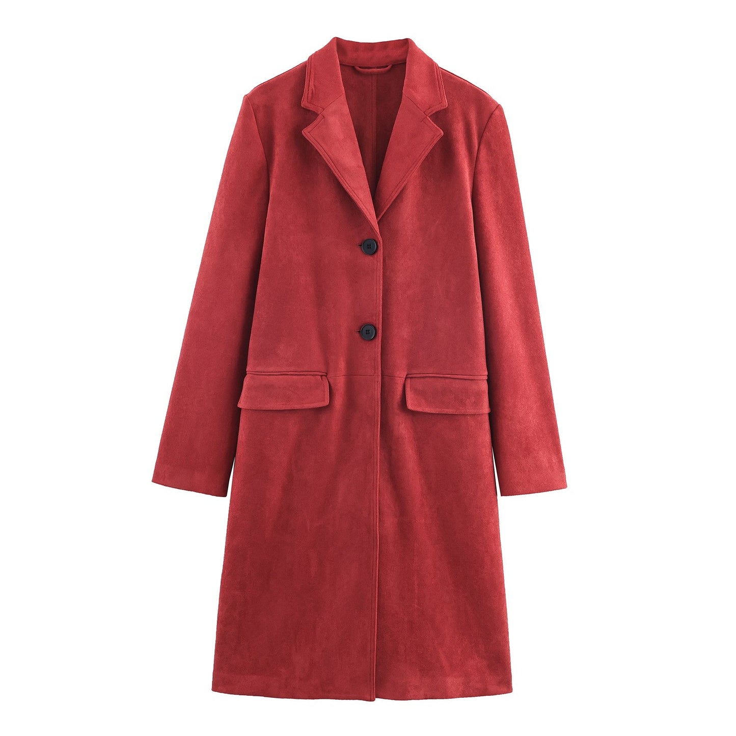 Woman's Commuting Loose Long Coat Lapel Single-breasted Solid Color Long Sleeves Patchwork Overcoat Early Autumn Female Chic Top