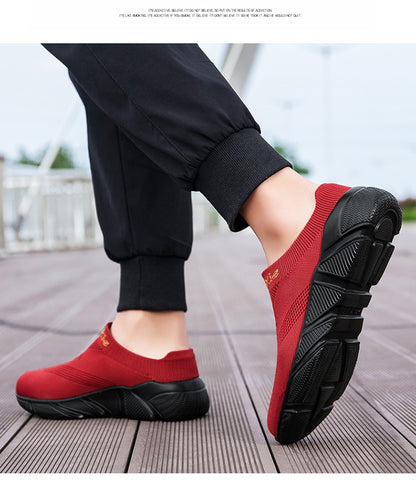 Men And Woman Sneakers Couples Slip On Half Shoes Comfortable Ankle Sock Shoes Increase Height Casual Shoes Size 35-47