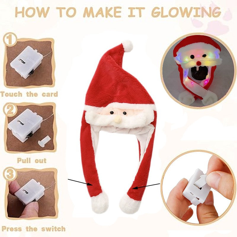 LED Plush Rabbit Hats Glowing Bunny Ears Hat With Moving Ears Cute Spring Cap Adult Children Funny Gift Cosplay Costume