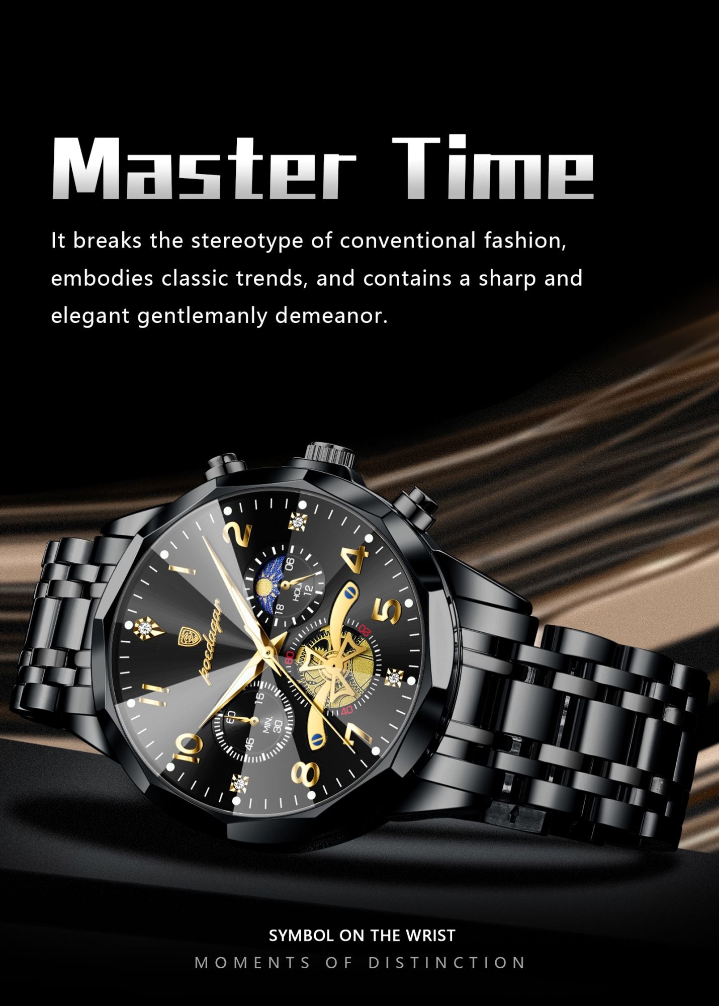 POEDAGAR Luxo Alta Qualidade Relógio de Pulso Masculino Cronógrafo Aço Inoxidável Quartzo Relógios Masculinos Impermeável Luminoso Relógio Masculino Reloj