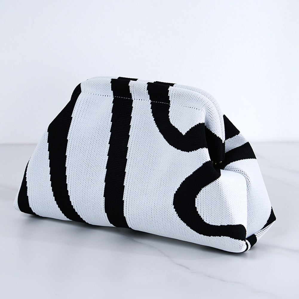 Summer Beach Clutch Bag Women Small Crochet Cloud Handbag Purses Knitting Dumpling Clutch Casual Colorblock Bag for Female