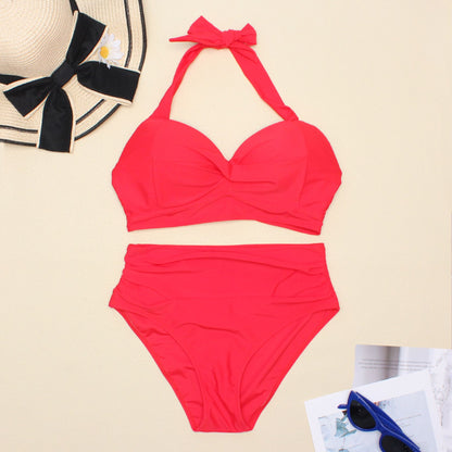 Sexy High Waist Bikinis 2025 New Halter Swimwear Women Swimsuit Female Bikini Set Print Bodysuit Bathing Suit Summer Biquini XXL